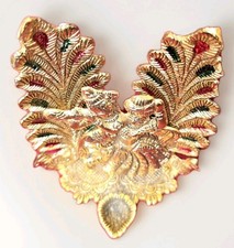 Radha Krishna with Diya Peacock Design Decorative  - 20 cm (Metal, Gold Color)