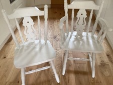 Five painted fiddle back farmhouse chairs
