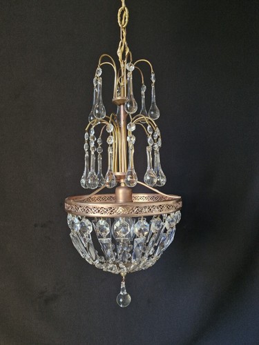 Vintage brass crystals glass - vintage,