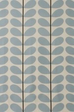 Designer Orla Kiely Two Colour Stem Powder Blue Cotton Curtain Upholstery Fabric