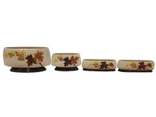Sylvac Autumn Leaves Ceramic Planter X4 Autumn Design Raised Base Colectable