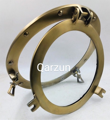 Brass porthole mirror - 12",