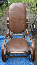 Vintage Luigi Crassevig Plywood Bentwood Patchwork Leather Rocking Chair 1970's