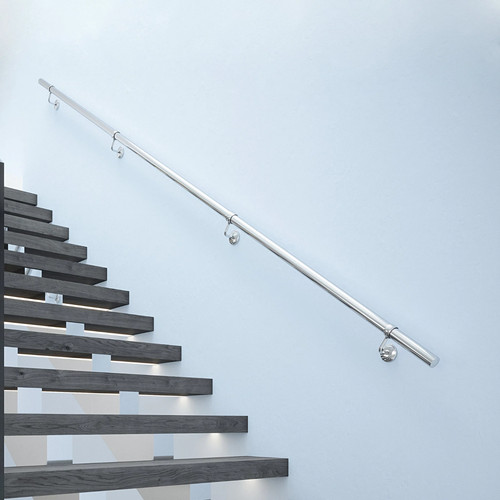 Polished steel stair handrail - steel,