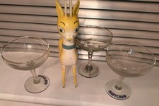  Babycham bambi deer display figurine and 3 Babycham glasses