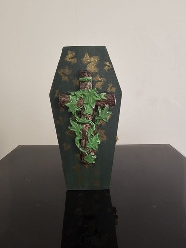 Decoupaged wooden coffin - decoupaged,