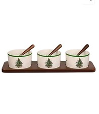 Spode Christmas Tree Holiday Serving Dishes - 7-Piece Set, Beige/Green, Ceram...