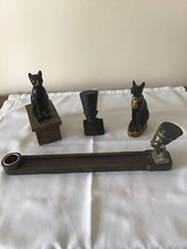 EGYPTIAN RESIN CRAFTED COLLECTABLES INCLUDING NEFERTITI INCENSE HOLDER/BURNER +