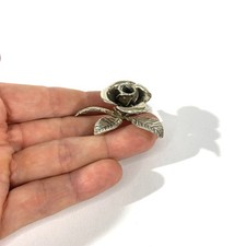 vintage solid silver flower miniature ,  hallmarked italian figurine