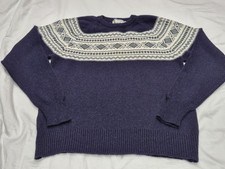 Vintage Casual Club Fair Isle Pure Shetland Wool Men's Jumper Size L Winter