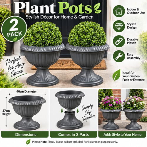 Large plastic urn planter - plastic,