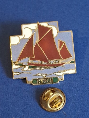 Boat ketch enamel pin - ketch,