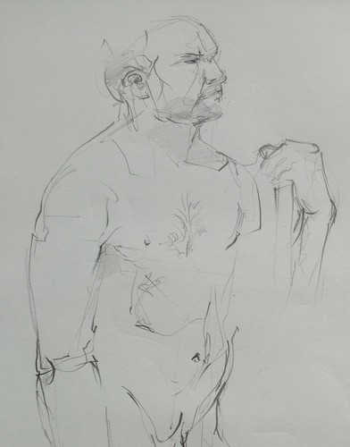 Male nude life - , drawing