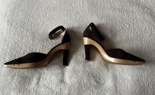 Vintage Charles Jourdan Brown  Suede Leather High Heeled Shoes UK 5 