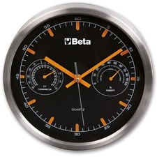Aluminium Racing Wall Clock for Garage Workshop with Thermometer By Beta Tools