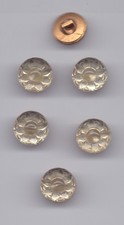 6 glass vintage buttons -clear