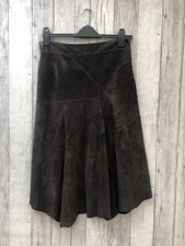 Brown Suede Leather Long Skirt