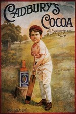 Cadburys Cocoa Cricket Advert Vintage Retro Style Metal Sign Plaque