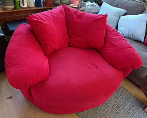 Red cuddler fabric - cuddler, armchair