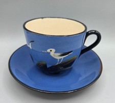 Barton Ware Torquay Seagulls Blue And White Cup And Saucer Set - Vintage Pottery