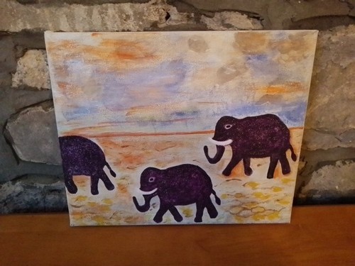 Small elephants oil painting - elephants,