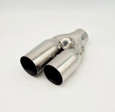 Twin Exhaust Tailpipe 3" Twin Staggered Tip Single Wall Trim Stainless Steel MIJ