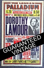 1950 GUARANTEED VINTAGE Dorothy Lamour poster London Palladium + Ted Ray