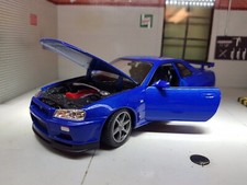 Nissan Skyline R34 GTR Blue GT-R Detailed Welly Diecast 1:24 Scale Model Car