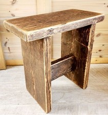 Small  Rustic Pine Solid Wood stool Side Table Lamp Stand Handmade in UK *