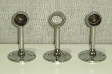 WARDROBE RAIL SUPPORT BRACKETS x 3 - ROUND - POLISHED CHROME