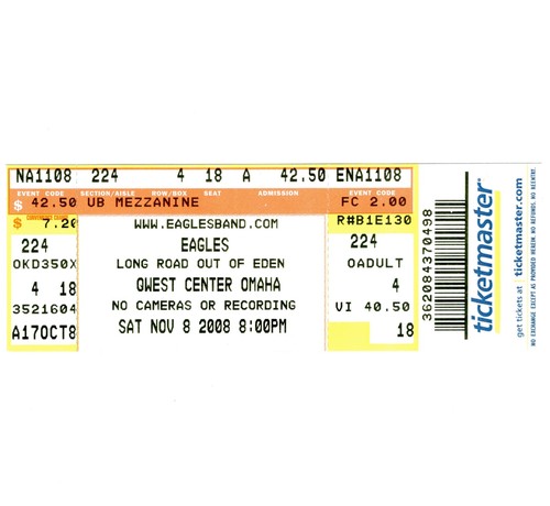 Eagles concert ticket stub - concert,