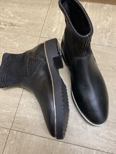 Fitflop Uk 4 US 6 Leather Stretchy Ankle Boots Black