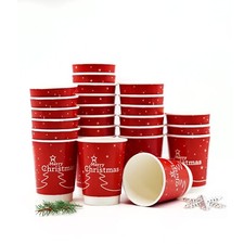 Christmas Paper Cups 12oz Red Design Traditional Party Tableware Party Cups