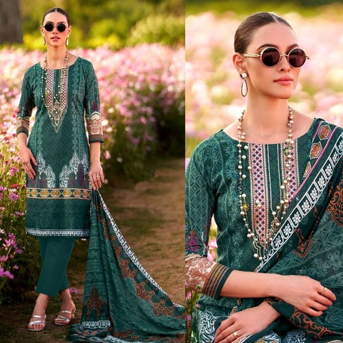 Teal grn printed cotton - teal, indian