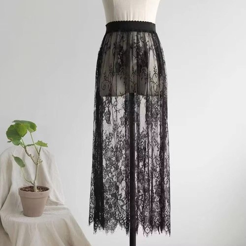 Lace long skirt - long, waist