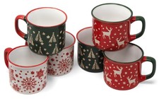 Nordic Christmas Espresso Coffee Ceramic Cups - Set of 6