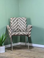 Vintage Mid Century High Arm Chair Zebra Chrome Kitchen Dining Tall Bar Stool