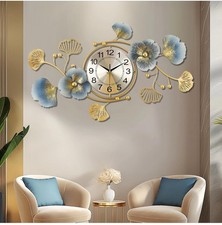 Ginkgo Leaf Silent Wall Clock-Large Modern Art Design Clock For Living Room