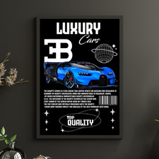 Luxury Car - Bugatti Chiron Sports  Car Poster / A5 A4 A3 Unframed Classic Car
