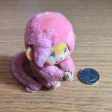 Rare Vintage Monchhichi Hugger Clip-on Pink Monkey Toy Plastic 1970s/80s