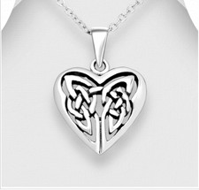 Sterling Silver 925 Celtic Design Love Knot Heart Shape Pendant Jewellery