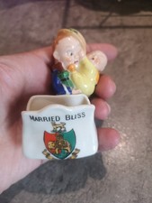 W.H. Goss unusual figure of man and baby, Married Bliss. Beautiful colours. 