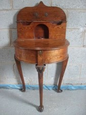 Unusual Victorian pitch pine bow front demi-lune hall table / stand