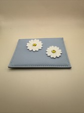 Swarovski Event Gift Card Holder White Flower Blue Leather Crystal 5551575