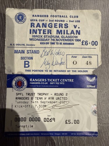 Rare signed rangers tickets - 2,