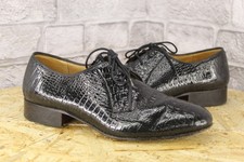 BLACK LEATHER MOC CROC BROGUE