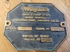Wayne 1880 Petrol Pump Brass Name Plate  Plaque.