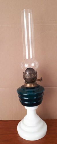 1960s milk glass oil - , lamp