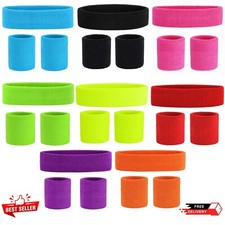 Sweatbands Gym Tennis Unisex Fitness Sports Yoga Plain Wrist Bands Headbands