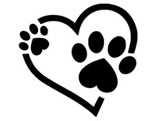 Paw print heart vinyl decal